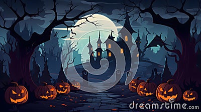 Spooky Halloween Flat Vector Design Background Whimsical and Playful Illustration Cartoon Illustration