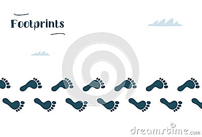 Step footprints paths, vector image on light background Vector Illustration