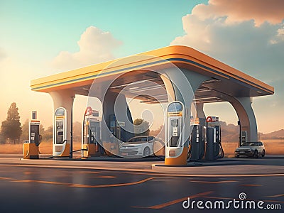Fueling the Future: Explore Next Generation Gas Stations Stock Photo