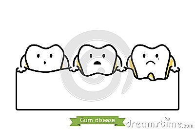 Step of gum disease - cartoon vector outline style Vector Illustration