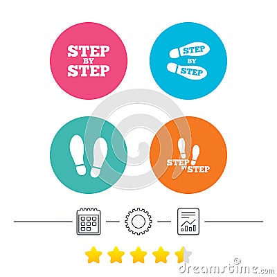 Step icons. Footprint shoes symbols. Vector Illustration