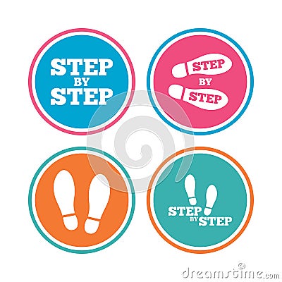 Step icons. Footprint shoes symbols. Vector Illustration