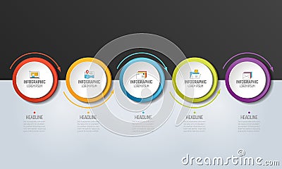 5 step Infographic. Circles with arrows. Vector Illustration