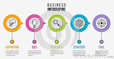 Step infographic. Process business diagram for presentation. Vector timeline with 5 options Vector Illustration