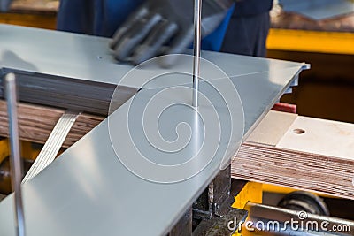 Step lap core during manufacturing Stock Photo