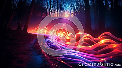 Abstract Neon Light Painting Stock Photo