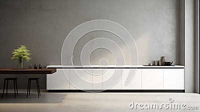 A minimalist kitchen with a plain wall HD background mockup Stock Photo