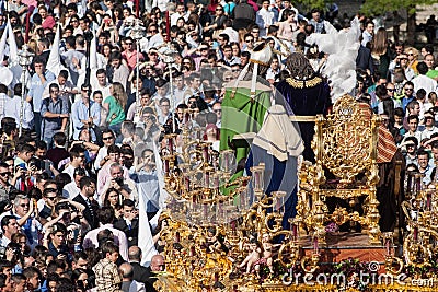 Step mystery of San Gonzalo by the Triana Bridge, Seville Easter Editorial Stock Photo