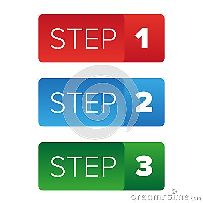 Step One Two Three button Vector Illustration