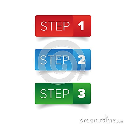 Step One Two Three button Vector Illustration