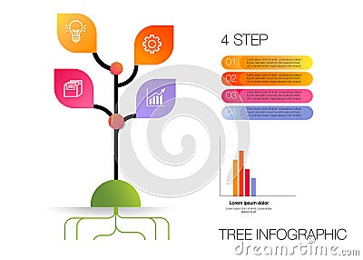 4 step option mind map infographic Stock Photo