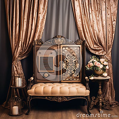 Vintage-Inspired Photobooth with Timeless Elegance Stock Photo