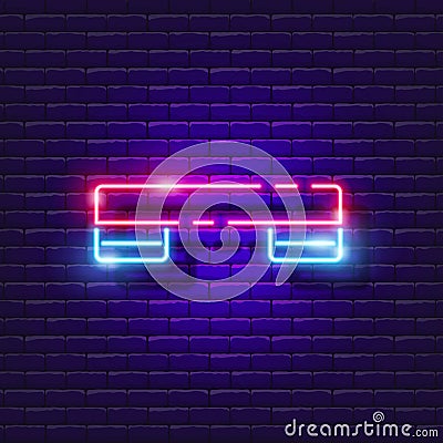 Step platform for fitness neon icon. Glowing fitness sign. Sports concept Vector Illustration