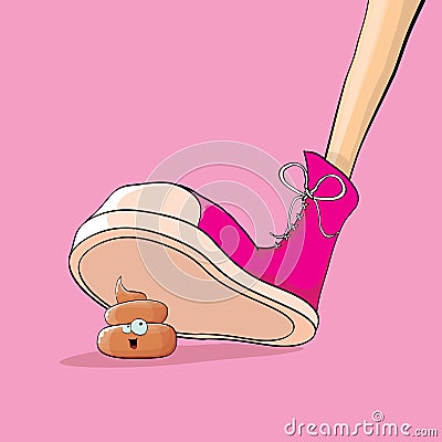 Step on poo cartoon comic business situation. Business mistakes concept illustration. Vector Illustration