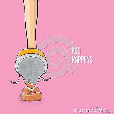 Step on poo cartoon comic business situation. Business mistakes concept illustration. Vector Illustration