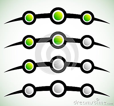 3 step progress indicator abstract GUI element Vector Illustration