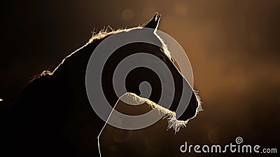 majestic arabian horse silhouette against a dark background, elegant equine beauty Stock Photo
