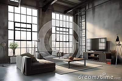 The modern living room of unique antic design, discover the Modern Elegance of this Living Room. Generative AI Stock Photo