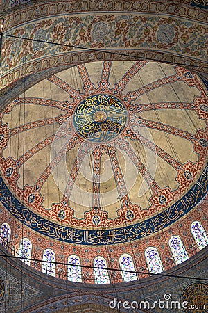 Interiors of the Blue Mosque in Istanbul, Turkey Editorial Stock Photo