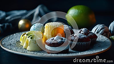 Hauntingly Beautiful Dark Nautical Ghost-Core Sweets & Cakes in Full Moon Portrait Stock Photo