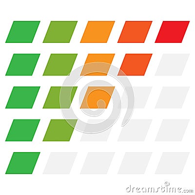 5-step simple progress, level indicator with color code. Progression, steps, phases concept graphics Vector Illustration