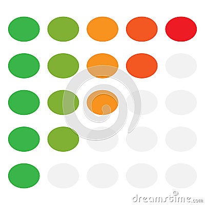 5-step simple progress, level indicator with color code. Progression, steps, phases concept graphics Vector Illustration