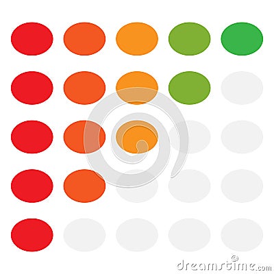 5-step simple progress, level indicator with color code. Progression, steps, phases concept graphics Vector Illustration