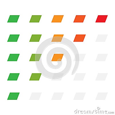 5-step simple progress, level indicator with color code. Progression, steps, phases concept graphics Vector Illustration