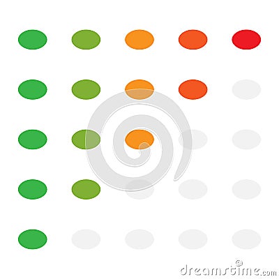 5-step simple progress, level indicator with color code. Progression, steps, phases concept graphics Vector Illustration