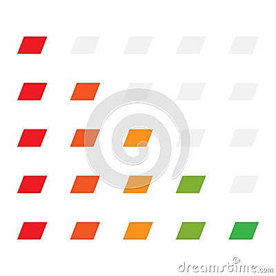 5-step simple progress, level indicator with color code. Progression, steps, phases concept graphics Vector Illustration