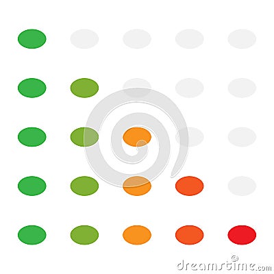 5-step simple progress, level indicator with color code. Progression, steps, phases concept graphics Vector Illustration