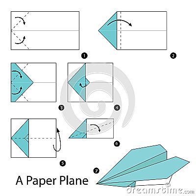 Step by step instructions how to make origami A Paper Plane. Vector Illustration