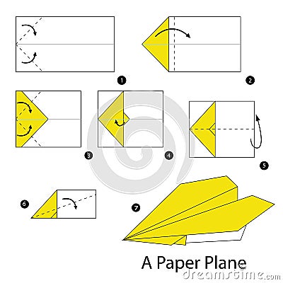 Step by step instructions how to make origami A Plane Vector Illustration