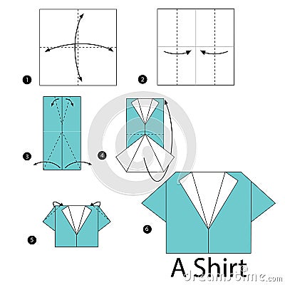 Step By Step Instructions How To Make Origami A Shirt. Stock Vector ...