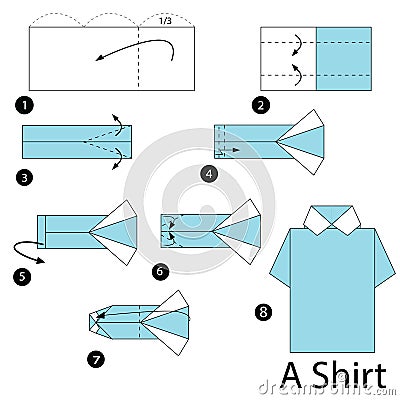 Step By Step Instructions How To Make Origami A Shirt. Stock Vector ...