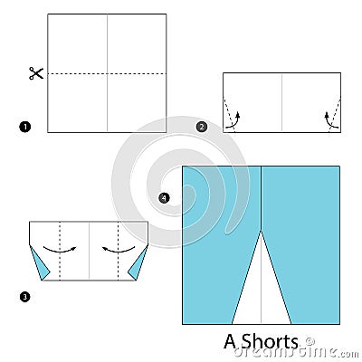 Step By Step Instructions How To Make Origami A Shorts. Stock Vector ...