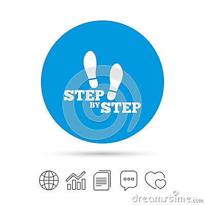 Step by step sign icon. Footprint shoes symbol. Vector Illustration