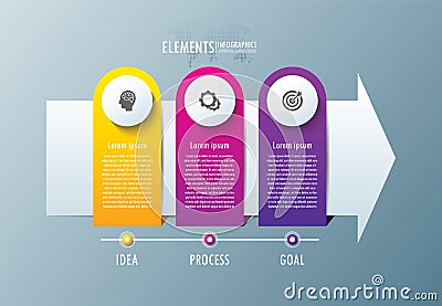 Step three gradient infographic business template design Vector Illustration