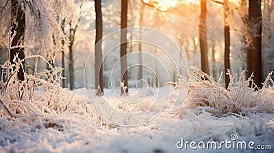 A Winter Forest Awakens in Nature's Chilled Embrace Stock Photo