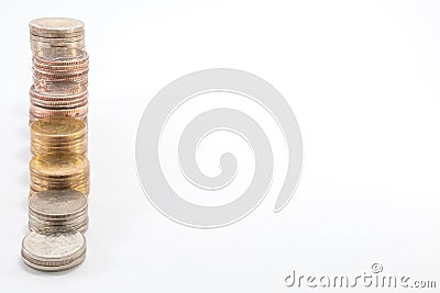 Step up of coins stack in progessive growth money Stock Photo