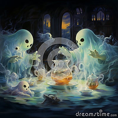 Ghostly Tea Party Stock Photo