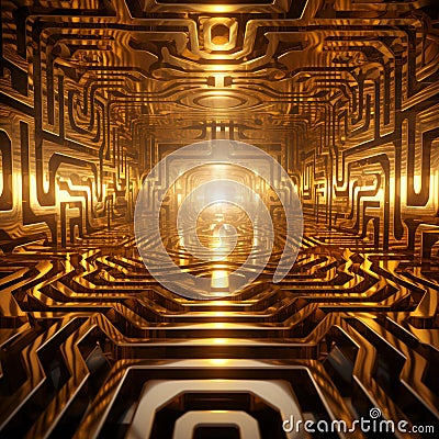 Shimmering Metallic Labyrinth Stock Photo