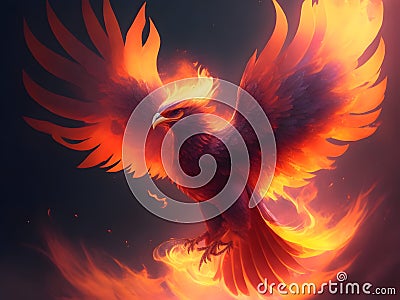 Rising from Ashes: Visualizing the Phoenix's Resilience Stock Photo