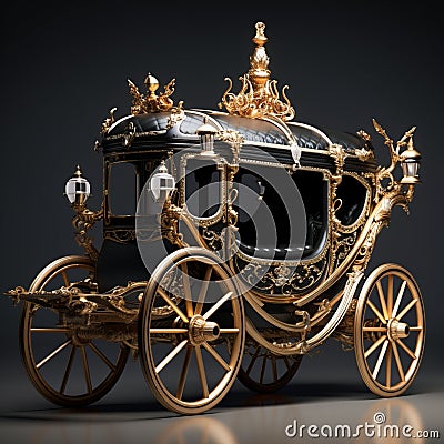 Galloping Glamour: A Luxurious Ride in a Carriage Cartoon Illustration