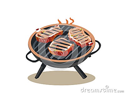 Explore Illustrated Grilled Meat Masterpieces Vector Illustration