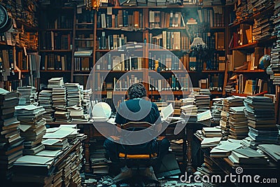 Vintage Charm: Exploring the Treasures of an Old Library Stock Photo