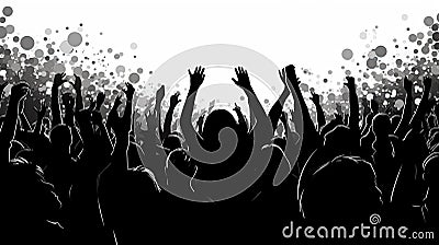 Unforgettable Moments: Massive Crowd Silhouette Cheering with Uncontainable Joy Stock Photo