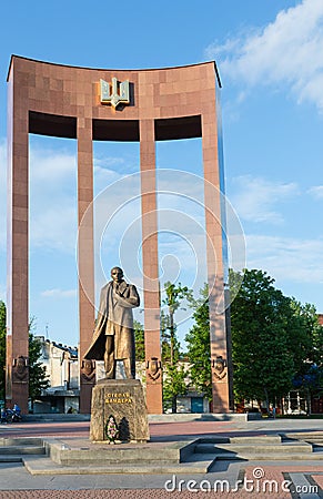 Stepan Bandera monument Editorial Stock Photo