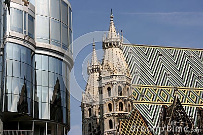 Stephansdom and Haas Haus Stock Photo