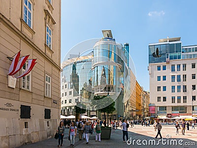 Stephansplatz with Haas House in Vienna, Austria Editorial Stock Photo